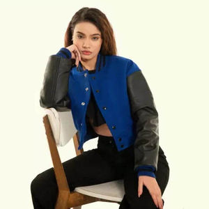 Veste universitaire noire pour homme à col montant, fermeture boutonnée recouverte, en tissu respirant laine/polyester, streetwear d'hiver - Product Image 2