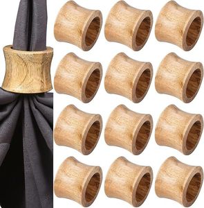 Rond de serviette en bois naturel qui apporte une texture organique à la décoration de table et au style de vie éco-responsable - Product Image 2