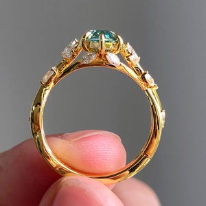 Luxury Green Marquise Cut Moissanite Engagement Ring 14K Yellow Gold Nature <b>Inspired</b> Wedding Ring Fine <b>Jewelry</b> Party Gifts Her - Product Image 4