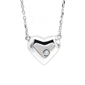 925เครื่องประดับเงินแท้ลูกบาศก์เซอร์โคเนีย3D สร้อยคอจี้คริสตัลรูปหัวใจและความรักสำหรับผู้หญิง - Product Image 1