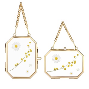 Nouveau design, cadre photo suspendu en laiton et verre avec chaîne, personnalisable, pour la décoration rustique du salon à la maison - Product Image 1