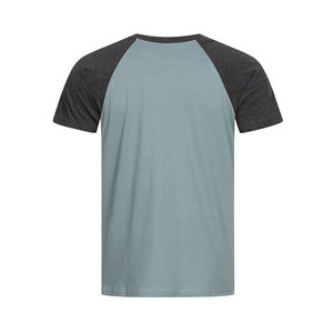 T-shirt décontracté à manches courtes et col rond pour homme, avec blocs de couleur et manches raglan, gris contrastant, OEM - Product Image 4