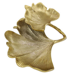 Plateau de service unique en aluminium finition nickel doré brillant en forme de feuille pour la vaisselle de table à domicile, personnalisable - Product Image 3