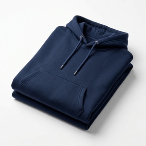 Custom <b>Navy</b> Blue Minimalist Pullover Hoodie Men's Casual <b>Sweatshirt</b> Hooded Sportswear 100% Cotton Winter 2 Pcs OEM ODM Wholesale - Product Image 6