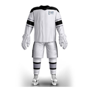 Uniforme de hockey sur glace élégant et respirant en polyester pour hommes adultes avec pantalon et numéro personnalisables dans plusieurs couleurs - Product Image 1