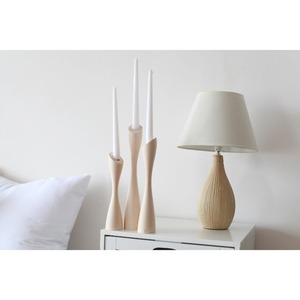Juego de Portavelas de Madera con Acabado Natural, Decoración para el Hogar, Diseño Moderno - Product Image 1