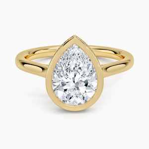 Anillo de compromiso con moissanita de 2 quilates con corte de pera y engaste de bisel, anillo solitario nupcial con pavé - Product Image 1