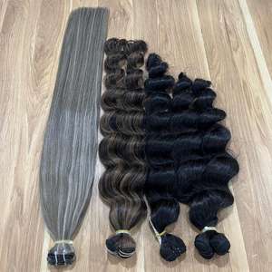 Extensiones de cabello humano virgen vietnamita con cutícula alineada, en varios colores, cabello natural ondulado. - Product Image 1