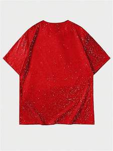 T-shirt d'été pour homme avec imprimé galaxie rouge et strass, streetwear personnalisé avec estampage argenté, fabricant OEM - Product Image 3