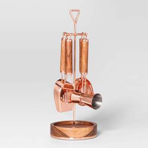 Ensemble d'outils de bar en or mat de luxe avec poignées en marbre noir, kit de fabrication de cocktails haut de gamme, équipement de mixologie moderne, support décoratif - Product Image 2