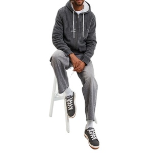 Men’s Grey Cotton Denim Baggy Jeans Loose Fit Streetwear 5 Pocket Vintage Style Casual Hip Hop Fashion <b>Pants</b> Trendy - Product Image 1