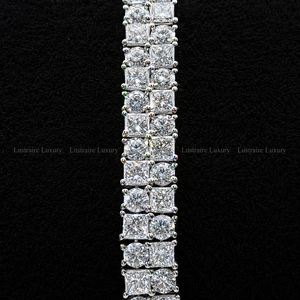 Pulsera de Diamantes Cultivados en Laboratorio, Corte Princesa y Redondo, 20.46 CTW, Oro Blanco de 14K, Pulsera de Tenis para Novia, Boda, Joyería, Regalo de Aniversario - Product Image 4