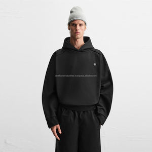 Vente en gros 400 Gsm sweat à capuche en coton épais pour hommes logo brodé personnalisé en vrac sweats à capuche surdimensionnés en éponge française sans ficelle hiver - Product Image 3