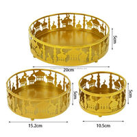 Ensemble de plateaux et assiettes florales en fer poli doré de luxe, personnalisables, style arabe Ramadan, pour service de dattes, hôtels, mariages et fêtes, vente en gros, économique