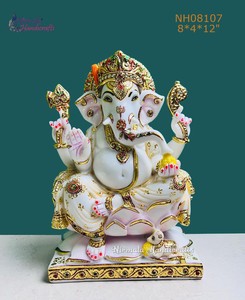 Nirmala Handicrafts - Estatua de Ganesha de Resina de Lujo, Hecha a Mano, Decoración Religiosa Tradicional para el Hogar |   Regalo Decorativo para Diwali y Bodas - Product Image 1