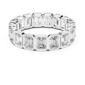 แหวนมอสซาไนต์ทรงเอเมอรัลด์แบบ Eternity Band ตัวเรือนทองคำแท้ 18K ดีไซน์เรขาคณิตคลาสสิกสำหรับผู้หญิง - Product Image 1