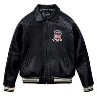 Blouson aviateur en cuir Avirex fait main, blouson noir pour homme
