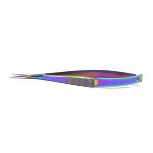 Premium Quality Rainbow Titanium Straight Fine Tip Precision Stainless Steel Rust Resistant Professional Beauty Eyebrow Scissors - Product Image 1