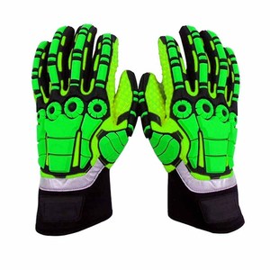 Gants de travail professionnels robustes avec protection contre les chocs TPR, anti-vibrations et design haute visibilité orange et jaune - Product Image 6