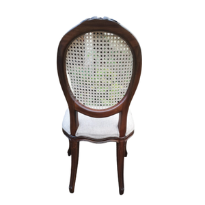 Wood Garden Chair <b>Rattan</b> Back Upholstered Seat Armless Dining Chair for Dining Room Garden Home Furniture - Product Image 4
