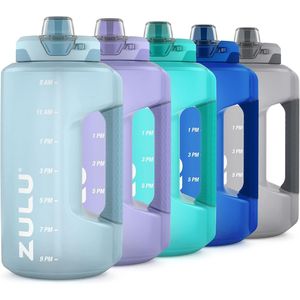 Borraccia Sportiva da Mezzo Gallone con Indicatore Orario, Maniglia, Idratazione per Tutto il Giorno, Cannuccia in Silicone, Coperchio Antigoccia con Chiusura di Sicurezza, Senza BPA - Product Image 1