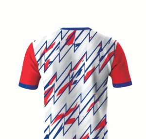T-shirt à manches courtes et col rond en jersey géométrique imprimé par sublimation sur toute la surface, de qualité supérieure, décontracté et tendance pour hommes et femmes - Product Image 5