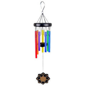 Carillon éolien floral coloré d'extérieur, en tuyaux métalliques accordés à sonorité profonde, décoration de jardin, ornement thérapeutique zen et commémoratif, cadeau pour patio et balcon - Product Image 6
