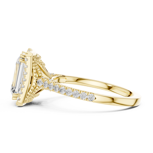 แหวนหมั้นและแหวนแต่งงาน Aries Jewel รุ่น Halo ประดับเพชรเม็ดเดี่ยว 2 กะรัต คุณภาพ E VVS VS รูปทรง Emerald Cut เพชรเพาะเลี้ยงในห้องปฏิบัติการ ตัวเรือนทองคำแท้ 14K - Product Image 4