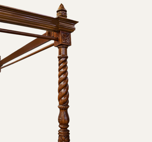 เตียงนอนสี่เสาทรงคลาสสิกยุโรปแกะสลักด้วยมือจากไม้มะฮอกกานีแท้สำหรับห้องนอนสุดหรู - Product Image 6