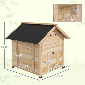 Casetta per Anatre in Legno Naturale con Tetto Apribile e Doppia Porta per Polli - Product Image 3