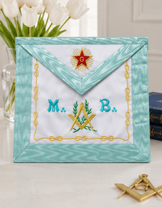 French Rite Apron Custom Hand Embroidered Masonic Regalia Luxury Ceremonial Apron Supplier Bulk Wholesale Pakistan - Product Image 2