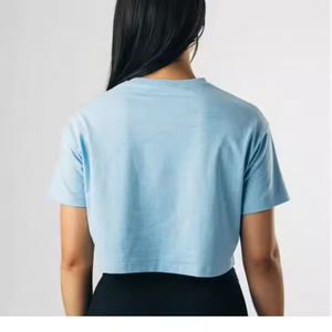 Top Corto de Verano para Mujer, Estilo Dulce, Tejido Sólido, Transpirable, Ajustado, de Manga Corta, de Algodón y Elastano - Product Image 3