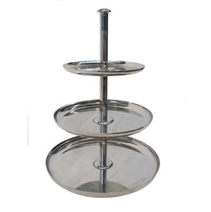 Three Tier Stainless Steel Cake Stand <b>Round</b> Dessert Display Party Cupcake Serving <b>Tray</b> Home And Party Tabletop Decor Stand - Product Image 1