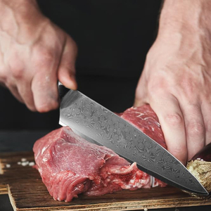 Ensemble de couteaux de cuisine en acier Damas avec étui en cuir, outils de cuisine polyvalents pour couper, trancher, hacher et préparer les aliments - Product Image 5