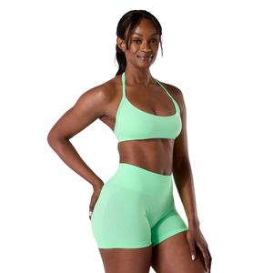 Soutien-gorge de sport pour femme à col halter, design sans couture, idéal pour le yoga, l'entraînement, la gym, extensible, confortable, haut de gamme moderne pour le sport - Product Image 2