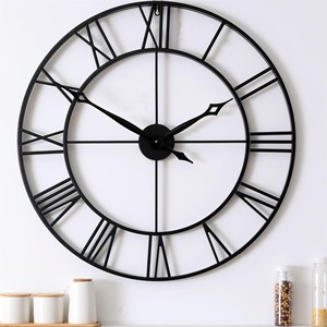 Mango Wood Rustic Farmhouse Wall <b>Clock</b> with Wrought Iron <b>Hands</b> Wholesale - Product Image 5