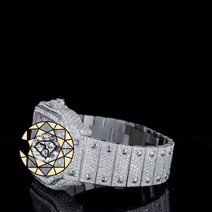 Reloj Mecánico de Movimiento Automático Cuadrado con Esfera Árabe Plateada de Alta Calidad con Incrustaciones de Diamantes Moissanite, Estilo Hip Hop - Product Image 2