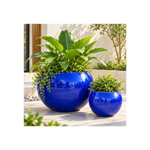 Round Fiberglass <b>Planter</b> With UV Resistant Coating <b>Large</b> Modern Outdoor Garden Pot Decorative Wholesale Container For Home - Product Image 1