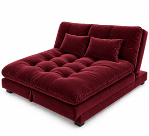 Sofá Cama Moderno Smile 3 en 1 Color Granate, Sofá Cama Convertible Tapizado con Mechones, Mueble de Salón para Sala de Estar, Dormitorio, Hotel, Villa - Product Image 1