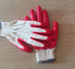 Red Cotton Latex Coated <b>Cut</b>-Resistant Knit Gloves Ambidextrous Pull on Cuff Household Cleaning Protection - Product Image 6