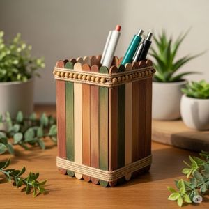 <b>Rustic</b> Timber Pencil Holder for Study Room Decorative Wood Pen Storage for Home Office Solid Hardwood Stationery Holder for <b>Desk</b> - Product Image 5