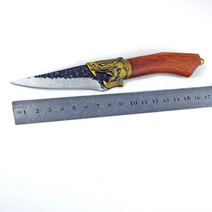 Couteau de chasse à pointe tombante, lame en acier au carbone, manche en bois, épaisseur 0,6 mm, bord droit, qualité DIY - Product Image 3