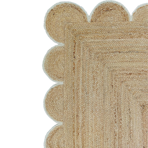 Tapis carré en rotin géométrique bohème Hausattire, franges à pompons, couleur naturelle, pliable, résistant à l'eau, deux poignées, tapis de sol pour enfants - Product Image 4