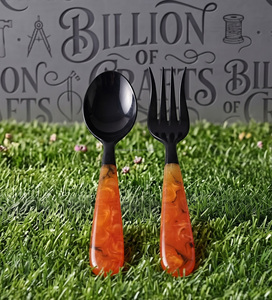 Cucharas de Resina Epoxi Negra Hechas a Mano de Primera Calidad, Juego de Cubiertos con Mango de Resina Colorido, Utensilios de Cocina Decorativos Ecológicos - Product Image 4