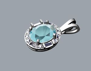 Pendentif en aquamarine naturelle avec sertissage à griffes ovale de 5 carats plaqué rhodium en argent sterling massif - Product Image 3