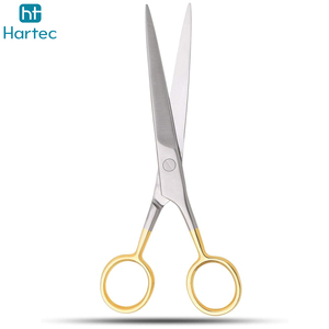 Ciseaux de coiffure professionnels en acier inoxydable trempé avec manche plaqué or bicolore et logo personnalisé - Product Image 2