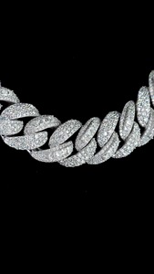 Cadena Cubana de Lujo Personalizada con Diamantes de Moissanita, Chapada en Plata de Ley 925, Estilo Hip Hop, para Hombre, Venta al por Mayor, Moda para Fiestas - Product Image 3