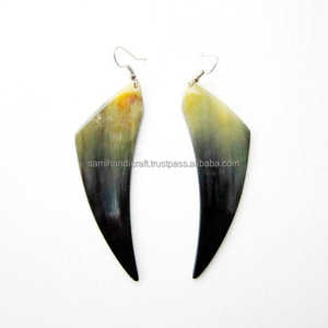 Fashionable <b>Silver</b> Buffalo Horn <b>Earrings</b> 100% Natural Horn Jewelry <b>Hoop</b> <b>Earrings</b> Gift for Women and Girls - Product Image 3