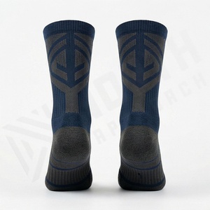 Crew <b>Socks</b> Solid Navy Blue Knitted Polyester Spandex Quick Dry <b>Running</b> Athletic <b>Socks</b> for Adults Spring Season - Product Image 2