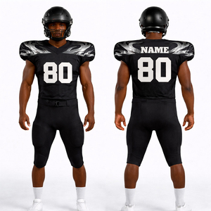 Custom American Football Uniform Black Silver Jersey & Pants Set Sublimated Breathable Team Sportswear Elite Design - Product Image 1